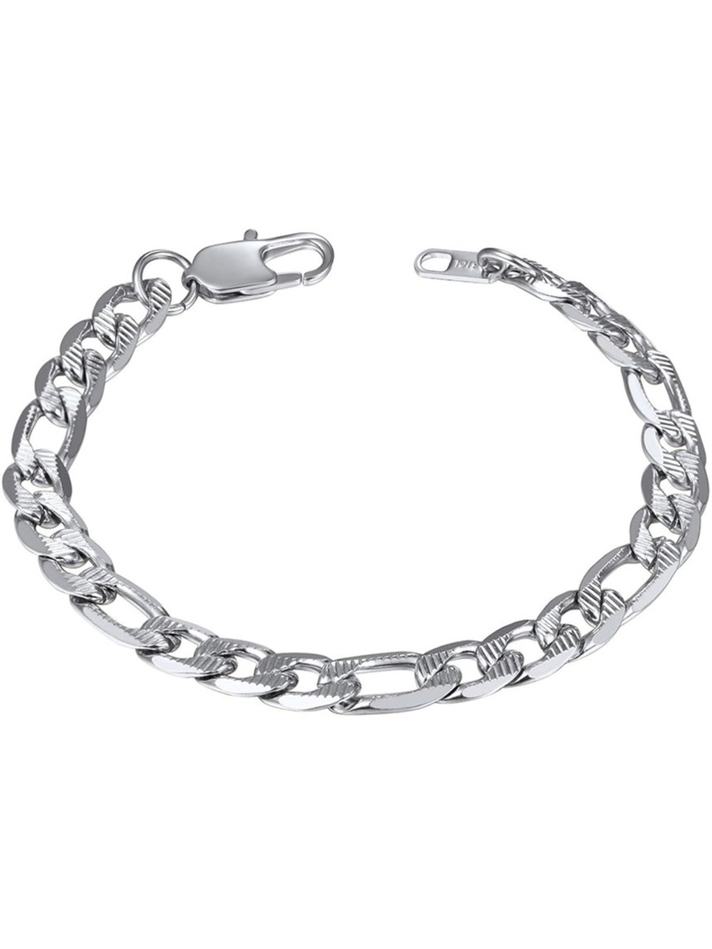 NWT Sterling Silver Figaro Chain Bracelet - Shiny Silver